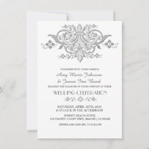 Silver grey damask wedding invitations damask1