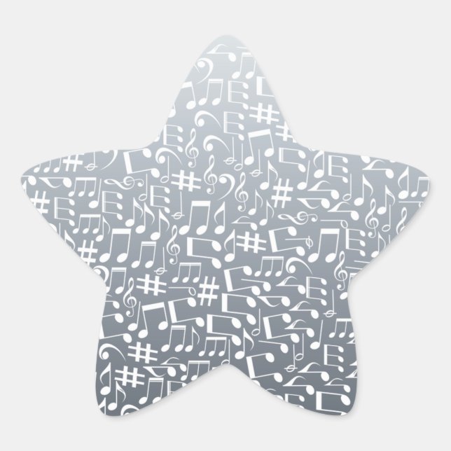 Silver Grey Deep to Light Tones Star Sticker (Front)