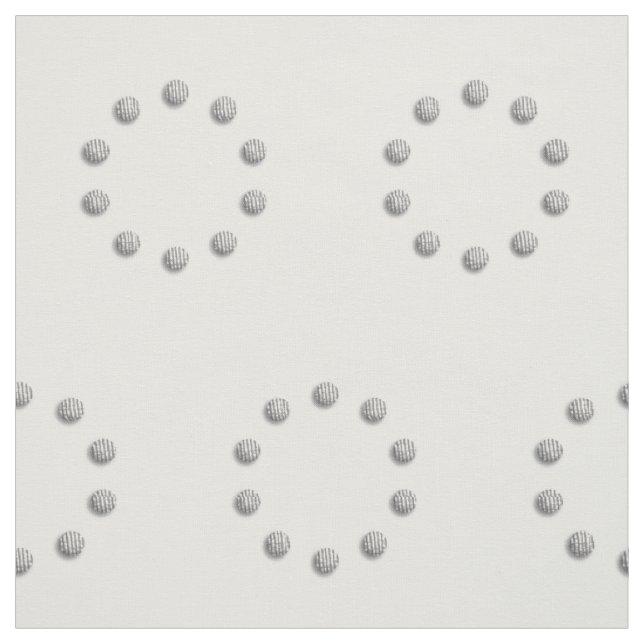 Silver Grey Dotted Rings Pattern White Fabric (Swatch)