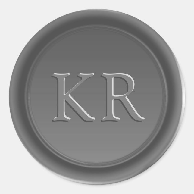 Silver Grey Elegant Monogram Wax Seal (Front)