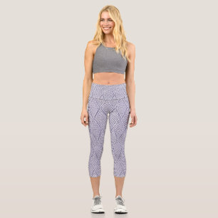 Silver Grey Faux Diamond Knit Pattern Capri Leggings