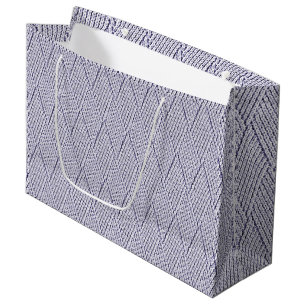 Silver Grey Faux Diamond Knit Pattern Large Gift Bag