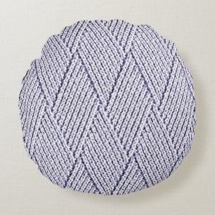 Silver Grey Faux Diamond Knit Pattern Round Cushion