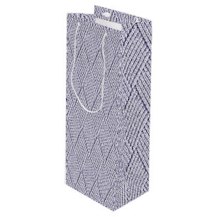 Silver Grey Faux Diamond Knit Pattern Wine Gift Bag