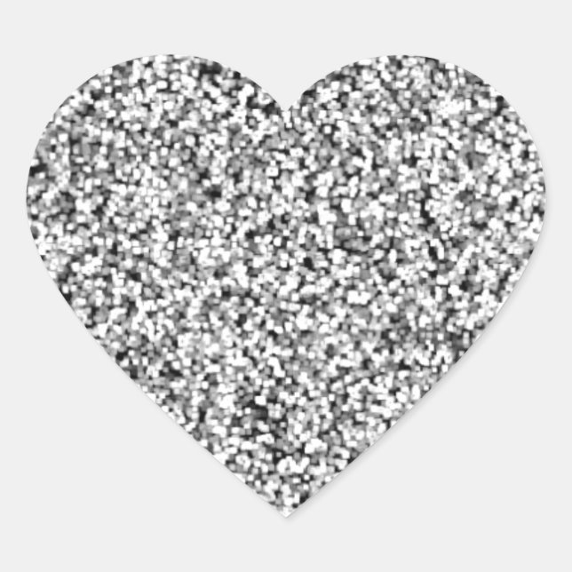 Silver Grey Faux Glitter Heart Sticker (Front)