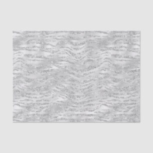 Silver Grey Faux Glitter Zebra Stripes Tissue Paper