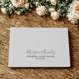 Silver Grey Faux Leather Look Wedding Guest Book