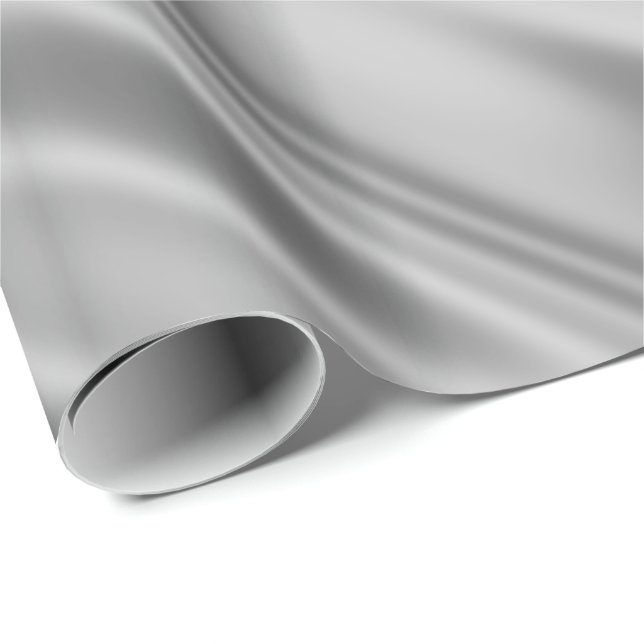 silver Grey Faux Satin Fabric Look Wrapping Paper (Roll Corner)