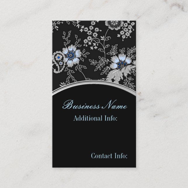 Silver Grey Floral Business Card 2 (Front)