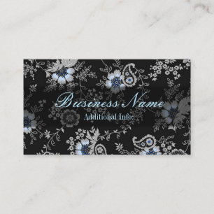 Silver Grey Floral Business Card 3