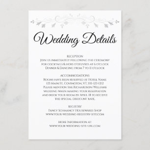 Silver Grey Flourish Elegant Wedding Details Enclosure Card