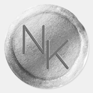 Silver Grey Foil Wax Seal Initial Envelope Sticker