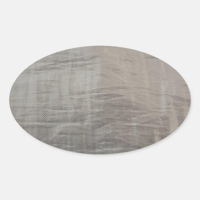 Silver Grey Foiled Fabric Look Oval Sticker (Front)