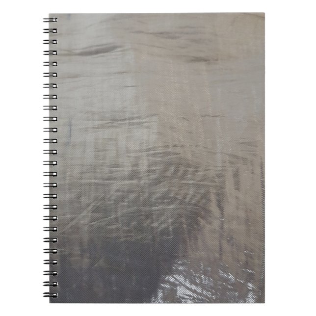 Silver Grey Foiled Fabric Look Spiral Notebook (Front)