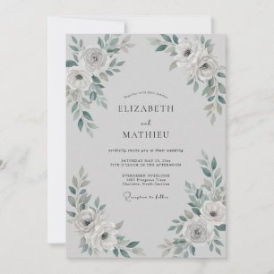 Silver Grey Foliage Dusty Eucalyptus Wedding Invitation