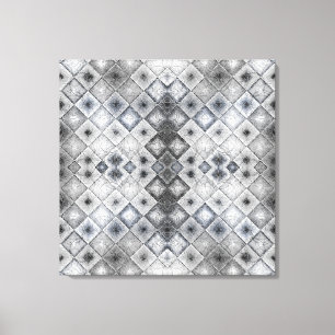 Silver & Grey Geometric Abstract Lattice Texture Canvas Print