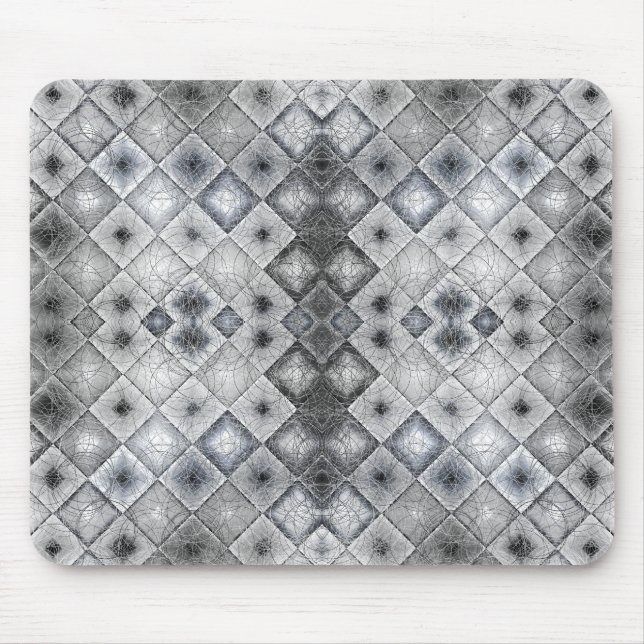 Silver & Grey Geometric Abstract Lattice Texture Mouse Pad (Front)