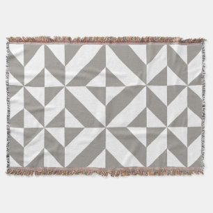 Silver Grey Geometric Art Deco Throw Blanket