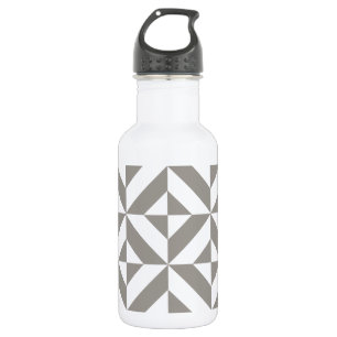 Silver Grey Geometric Deco Cube Pattern 532 Ml Water Bottle