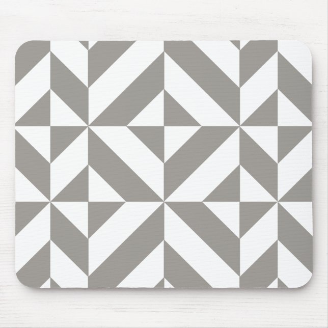 Silver Grey Geometric Deco Cube Pattern Mouse Pad (Front)