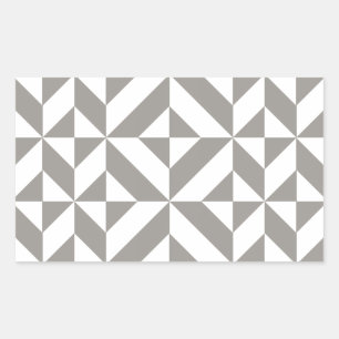 Silver Grey Geometric Deco Cube Pattern Rectangular Sticker