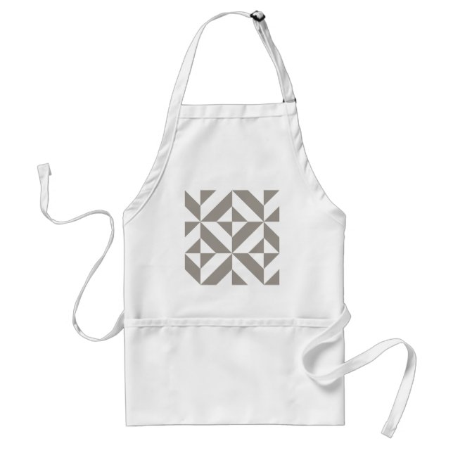 Silver Grey Geometric Deco Cube Pattern Standard Apron (Front)
