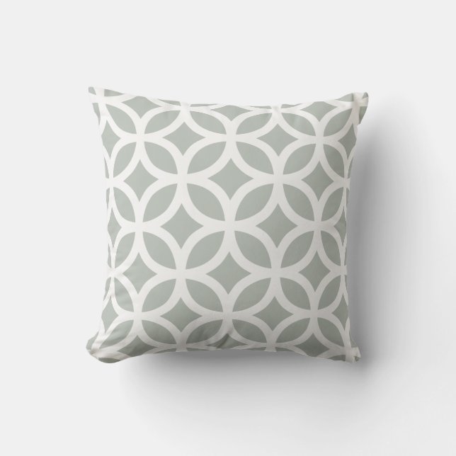 Silver Grey Geometric Pattern Outdoor Pillows (Front)