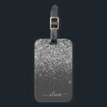 Silver Grey Girly Glitter Sparkle Monogram Name Luggage Tag<br><div class="desc">Silver and Charcoal Grey (Grey) Sparkle Glitter Monogram Name and Initial Pillow. The luggage bag tag makes the perfect sweet 16 birthday,  wedding,  bridal shower,  baby shower or bachelorette party gift for someone decorating her room in style.</div>