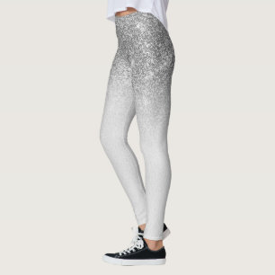 Silver Grey Glam Glitter Sparkle Ombre Trendy Leggings