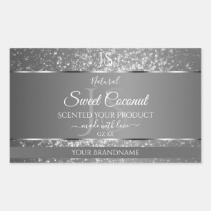 Silver Grey Glitter Stars Initials Product Labels