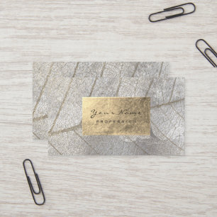 Silver Grey Gold Foil Botanical Cement Grungy Business Card