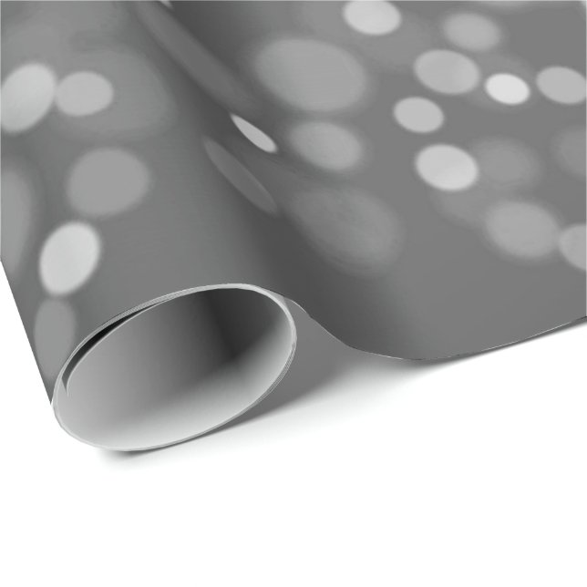 Silver Grey Grey Black White Pretty Bokeh Spark Wrapping Paper (Roll Corner)