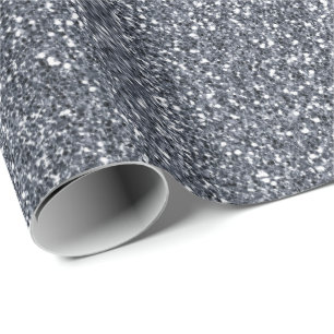 Silver  Grey Grey Glitter Delicate White Bridal Wrapping Paper