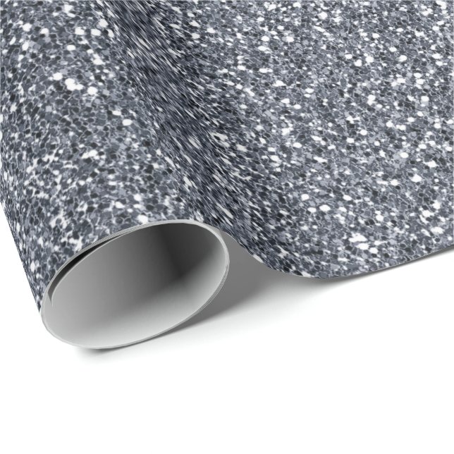 Silver  Grey Grey Glitter Delicate White Bridal Wrapping Paper (Roll Corner)