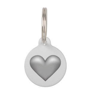 Silver Grey Heart With Pet's Name And Phone Number Pet Tag