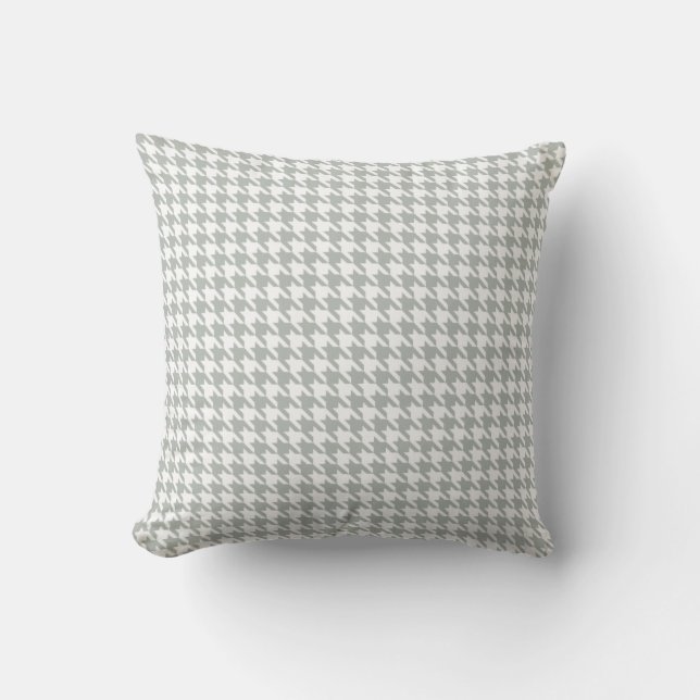 Silver Grey Houndstooth Throw Pillow (Front)