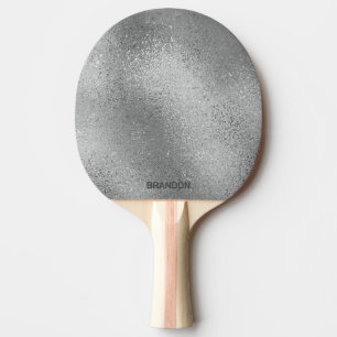 Silver grey iridescent shimmering glass texture ping pong paddle