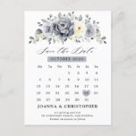 Silver Grey Ivory Floral Winter Boho Save the Date Postcard<br><div class="desc">Elegant floral winter calendar save the date postcard features elegant grey ,  ivory and silver watercolor flower bouquet frosty-hued greenery. Please contact me for any help in customisation or if you need any other product with this design.</div>