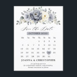 Silver Grey Ivory Floral Winter Boho Save the Date Postcard<br><div class="desc">Elegant floral winter calendar save the date postcard features elegant grey ,  ivory and silver watercolor flower bouquet frosty-hued greenery. Please contact me for any help in customisation or if you need any other product with this design.</div>