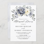 Silver Grey Ivory Floral Winter  Rehearsal Dinner Invitation<br><div class="desc">Elegant floral winter rehearsal dinner invitation features elegant grey ,  ivory and silver watercolor flower bouquet frosty-hued greenery. Please contact me for any help in customisation or if you need any other product with this design.</div>