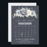 Silver Grey Ivory Floral Winter Rustic Calendar  S Save The Date<br><div class="desc">Elegant floral winter calendar save the date card features elegant grey ,  ivory and silver watercolor flower bouquet frosty-hued greenery. Please contact me for any help in customisation or if you need any other product with this design.</div>