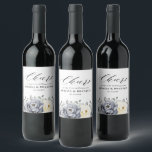Silver Grey Ivory Floral Winter Rustic Wedding<br><div class="desc">Elegant floral winter wedding wine label features elegant grey ,  ivory and silver watercolor flower bouquet frosty-hued greenery. Please contact me for any help in customisation or if you need any other product with this design.</div>