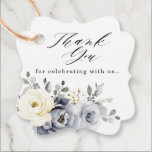 Silver Grey Ivory Floral Winter Rustic Wedding Favour Tags<br><div class="desc">Elegant floral winter wedding thank you favour tag features elegant grey ,  ivory and silver watercolor flower bouquet frosty-hued greenery. Please contact me for any help in customisation or if you need any other product with this design.</div>