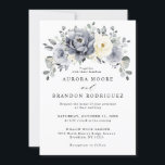 Silver Grey Ivory Floral Winter Rustic Wedding Inv Invitation<br><div class="desc">Elegant floral winter wedding invitation features elegant grey ,  ivory and silver watercolor flower bouquet frosty-hued greenery. Please contact me for any help in customisation or if you need any other product with this design.</div>