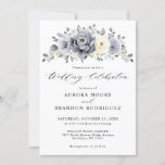 Silver Grey Ivory Floral Winter Rustic Wedding Invitation<br><div class="desc">Elegant floral winter wedding invitation features elegant grey ,  ivory and silver watercolor flower bouquet frosty-hued greenery. Please contact me for any help in customisation or if you need any other product with this design.</div>