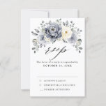 Silver Grey Ivory Floral Winter Rustic Wedding RSVP Card<br><div class="desc">Elegant floral winter wedding RSVP card features elegant grey ,  ivory and silver watercolor flower bouquet frosty-hued greenery. Please contact me for any help in customisation or if you need any other product with this design.</div>