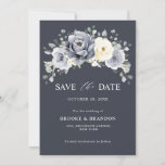 Silver Grey Ivory Floral Winter Rustic Wedding Sav Save The Date<br><div class="desc">Elegant floral winter wedding Save the date card features elegant grey ,  ivory and silver watercolor flower bouquet frosty-hued greenery. Please contact me for any help in customisation or if you need any other product with this design.</div>