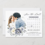 Silver Grey Ivory Floral Winter Rustic Wedding Save The Date<br><div class="desc">Elegant floral winter wedding save the date card features elegant grey ,  ivory and silver watercolor flower bouquet frosty-hued greenery. Please contact me for any help in customisation or if you need any other product with this design</div>