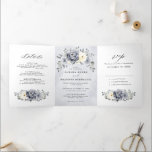 Silver Grey Ivory Floral Winter Rustic Wedding Tri Tri-Fold Announcement<br><div class="desc">Elegant floral winter wedding invitation features elegant grey ,  ivory and silver watercolor flower bouquet frosty-hued greenery. Please contact me for any help in customisation or if you need any other product with this design.</div>