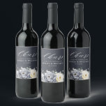 Silver Grey Ivory Floral Winter Rustic Wedding Win<br><div class="desc">Elegant floral winter wedding wine label features elegant grey ,  ivory and silver watercolor flower bouquet frosty-hued greenery. Please contact me for any help in customisation or if you need any other product with this design.</div>